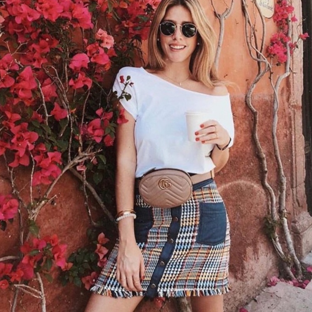 Zara tweed denim skirt